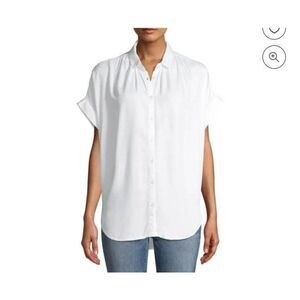 TIME & TRU WHITE BUTTON DOWN ROLL SLEEVE BLOUSE SZ.L EUC.